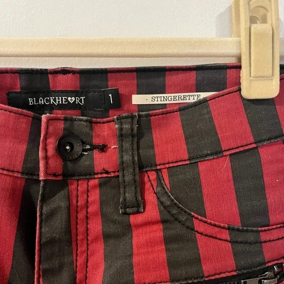Hot Topic Women’s Red and Black Striped Pants - Picture 3 of 7